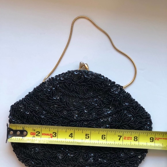 Vintage Women's Hand Beaded Black Evening Clutch - Picture 10 of 12